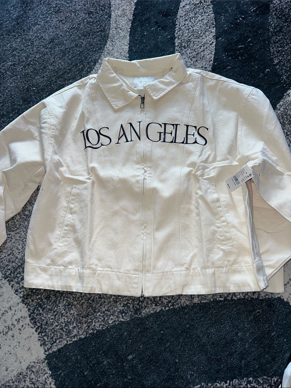 PacSun Men  White 'Los Angeles' Zip-Front Jacket